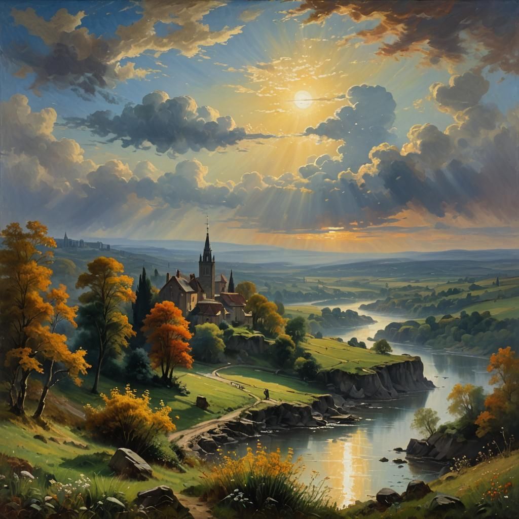 Amsterdam Canals at Sunset in Post-Impressionist Style