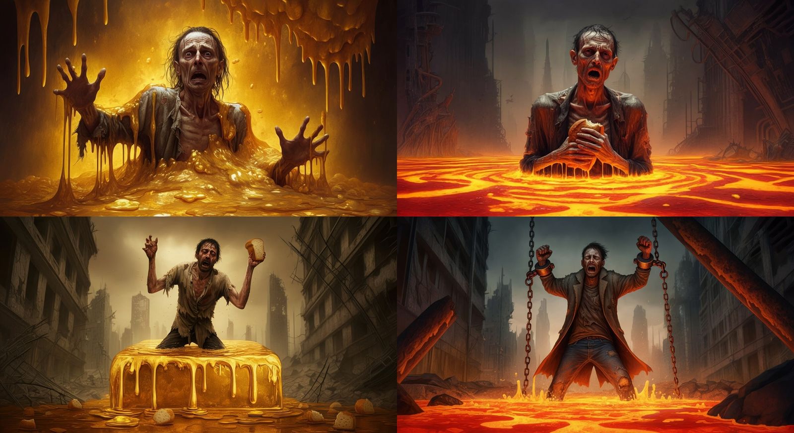 Hungry Man Drowned in Wax Block, Dystopian Future Punishment