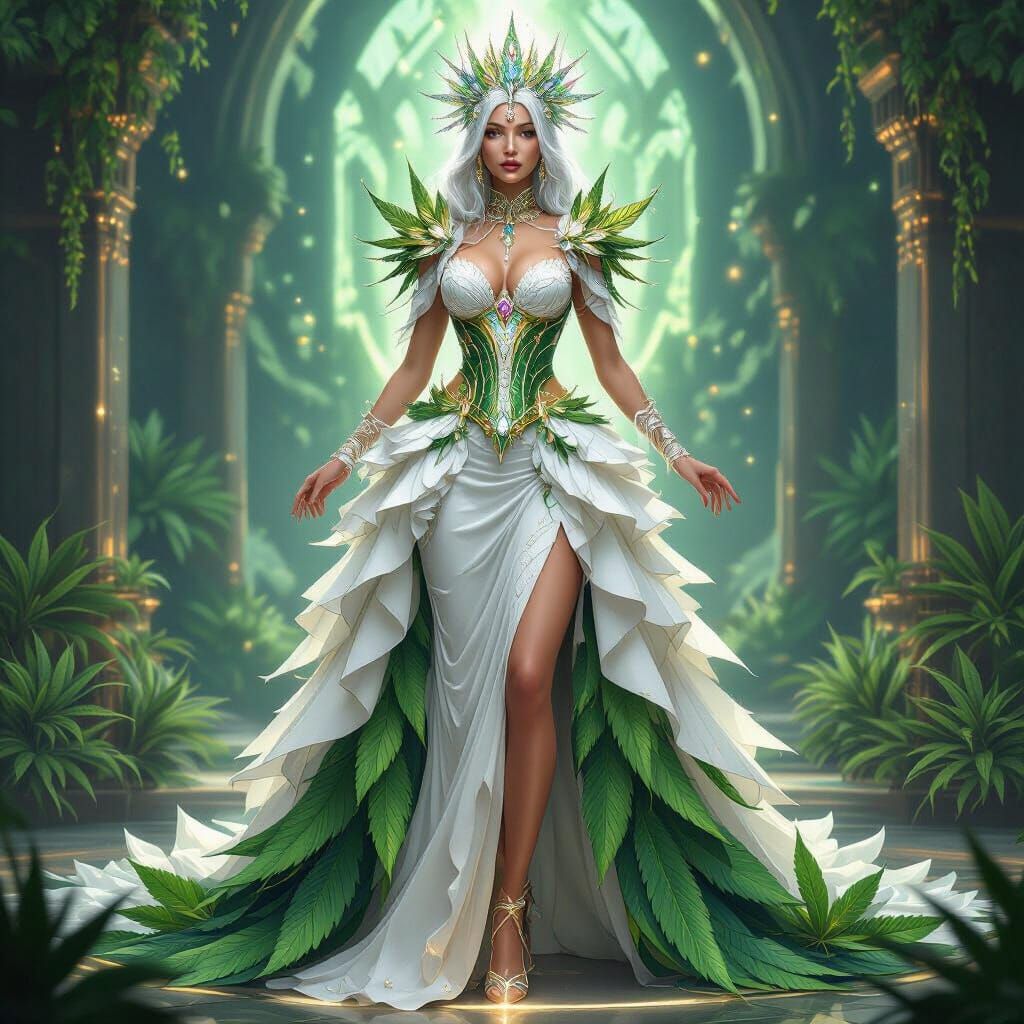 Futuristic Priestess in Avant-Garde Botanical Couture