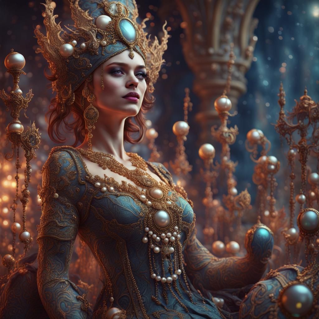 Multicolor Pearl Queen: Fantasy Concept Art
