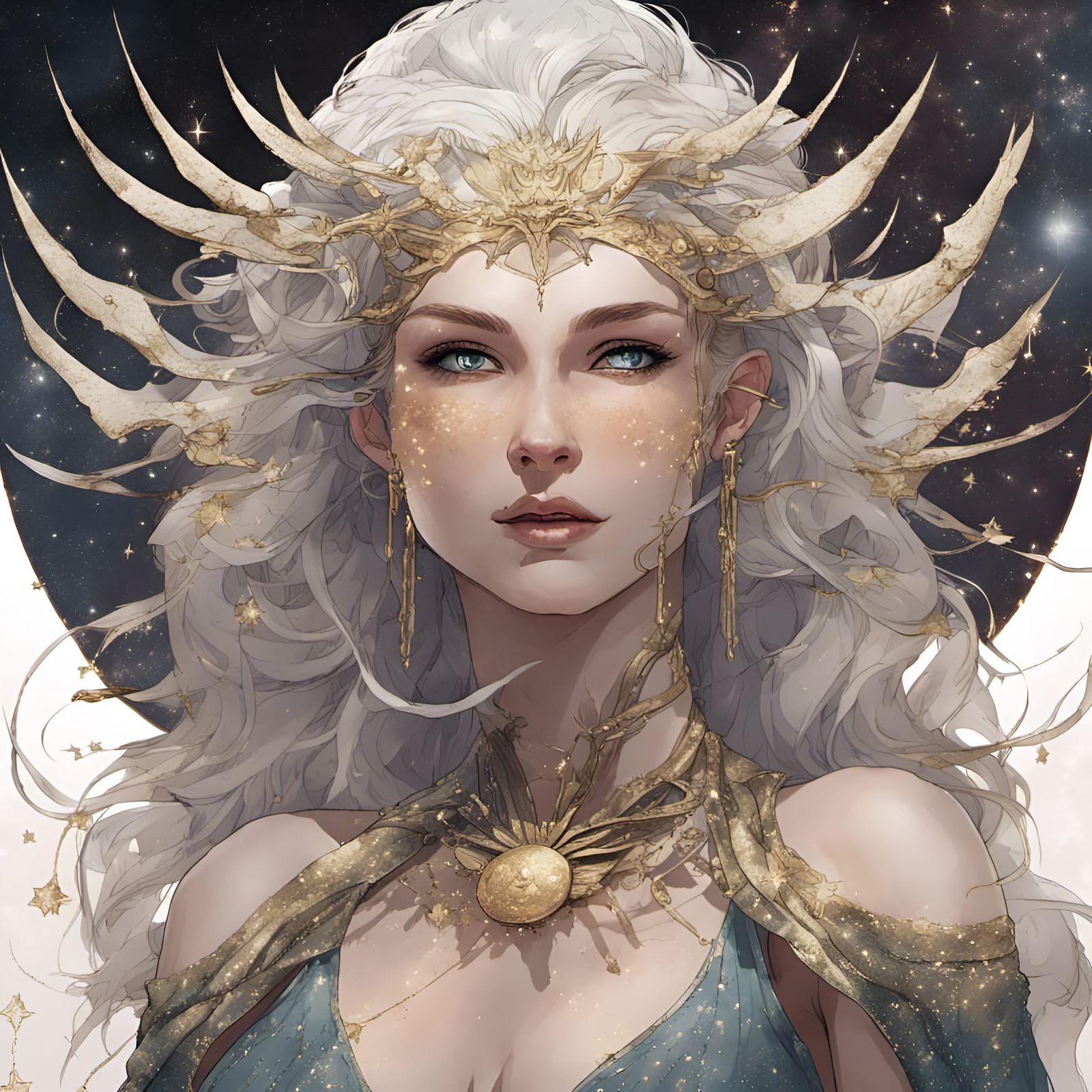 Asteria, Titan Goddess of Stars: Hyperdetailed Portrait