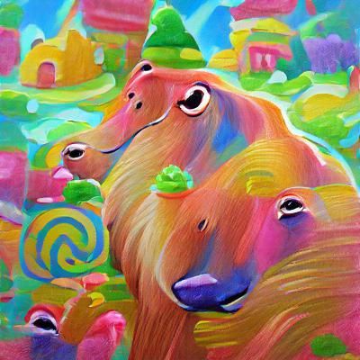 Capybara in Candyland Wonderland Gouache