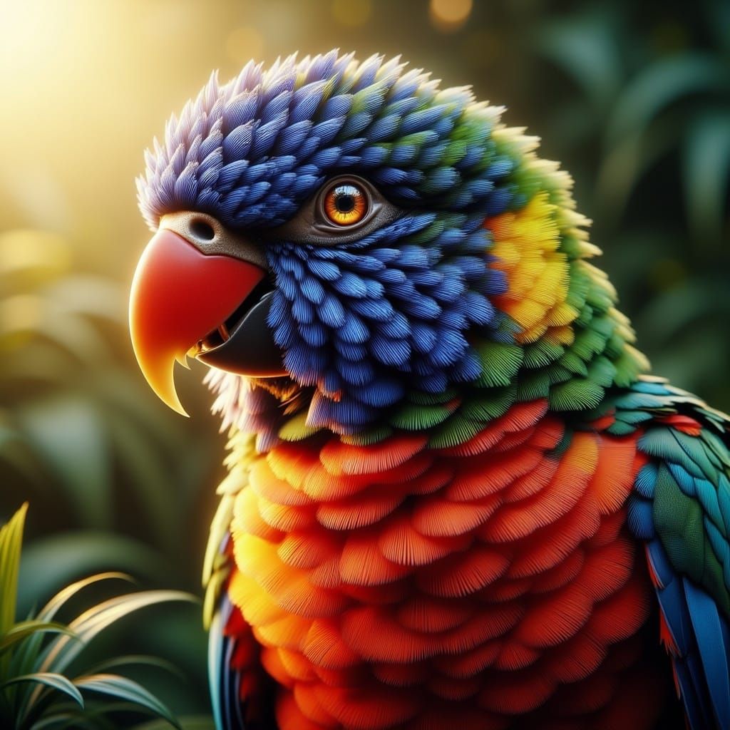 Rainbow Lorikeet Close-up in Hyperrealistic Digital Art