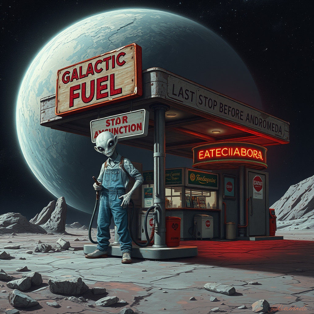 Galactic Fuel Station on Distant Asteroid