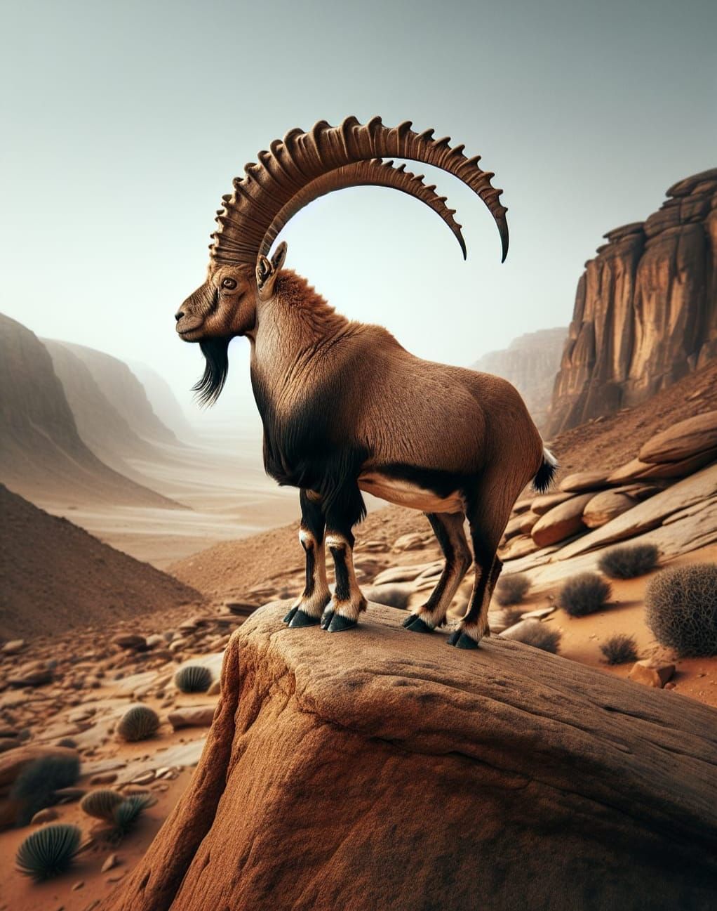 Majestic Persian Ibex in Desert Landscape