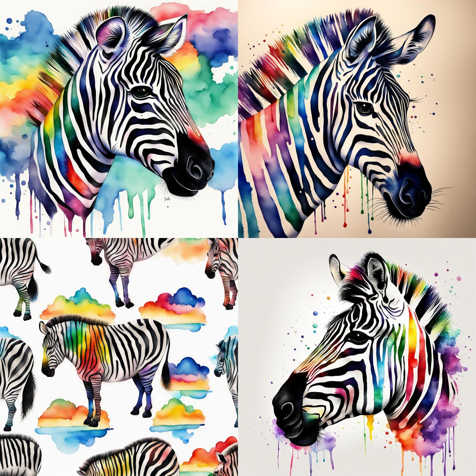 Rainbow Zebra: Watercolor Tattoo Design