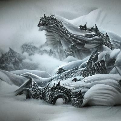 Ice Dragon in Snowy Cinematic Landscape