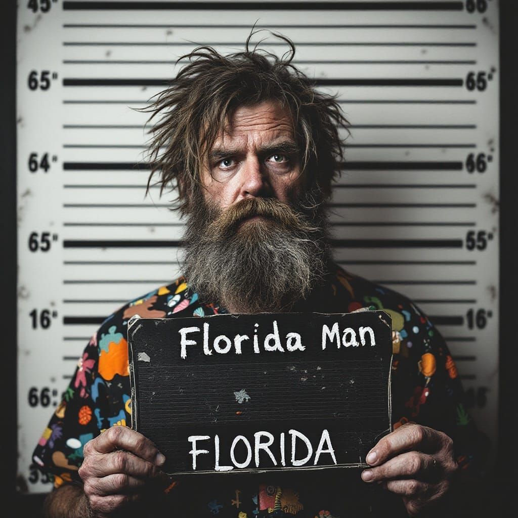 Disheveled Florida Man in a Gritty, High-Contrast Style