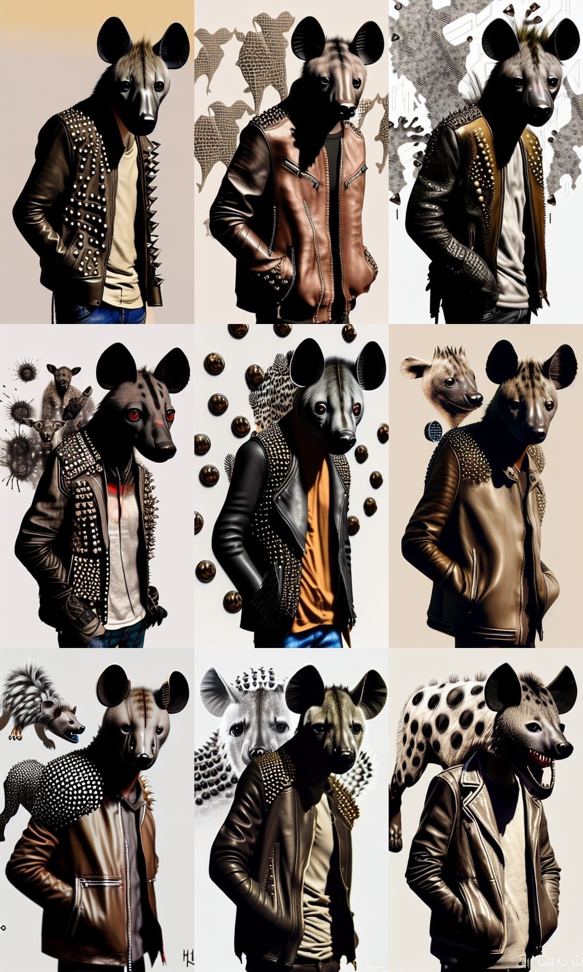 Hyena in Studded Jacket: Photorealistic Media Illustration