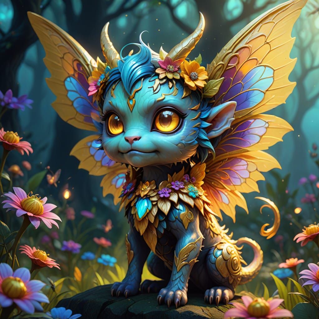 Vibrant Fairy Beast in Dreamy, High Fantasy Setting