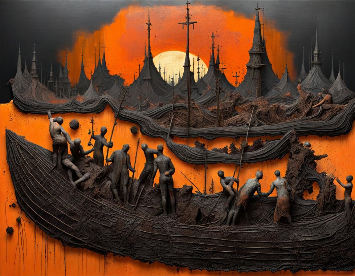 Tormented Judgment Day in Surreal Maximalist Style