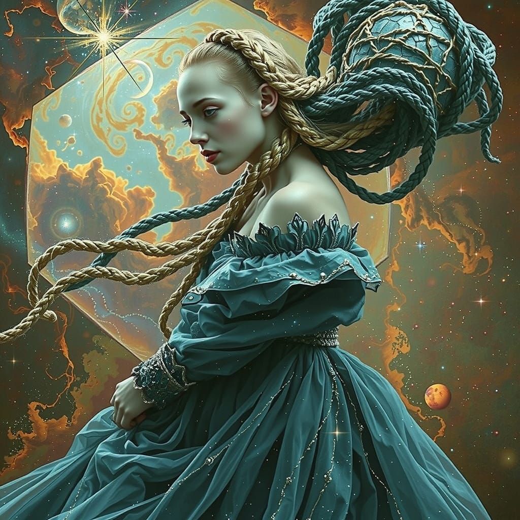 Cosmic Stardust Figure in Hyperrealistic Expressionism