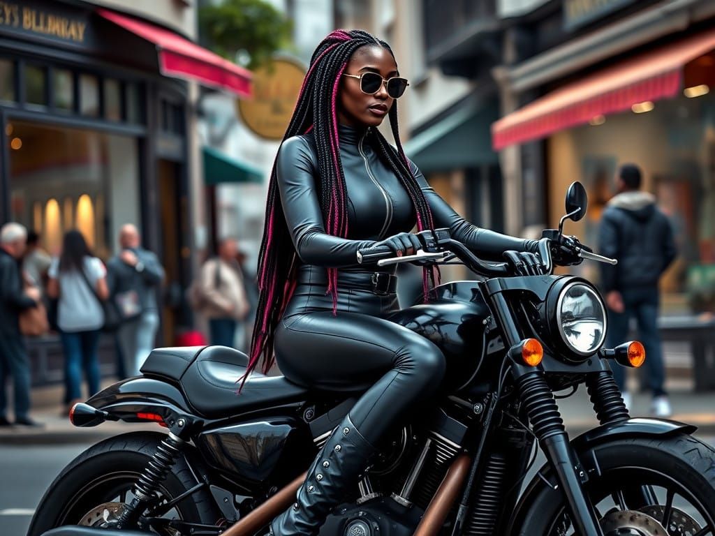 Ultrarealistic Motorcycle Portrait of a Biker Woman