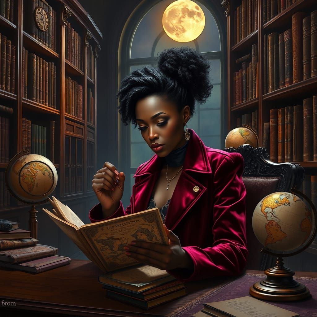 Contemplative Woman with Steampunk Elements in Portraiture S...