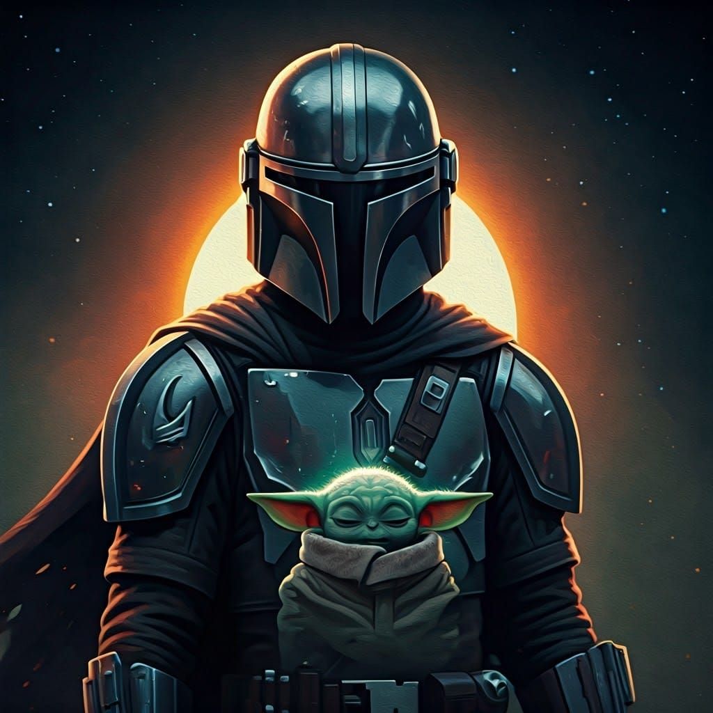 Mandalorian in Cosmic Reflection, Cradling the Force