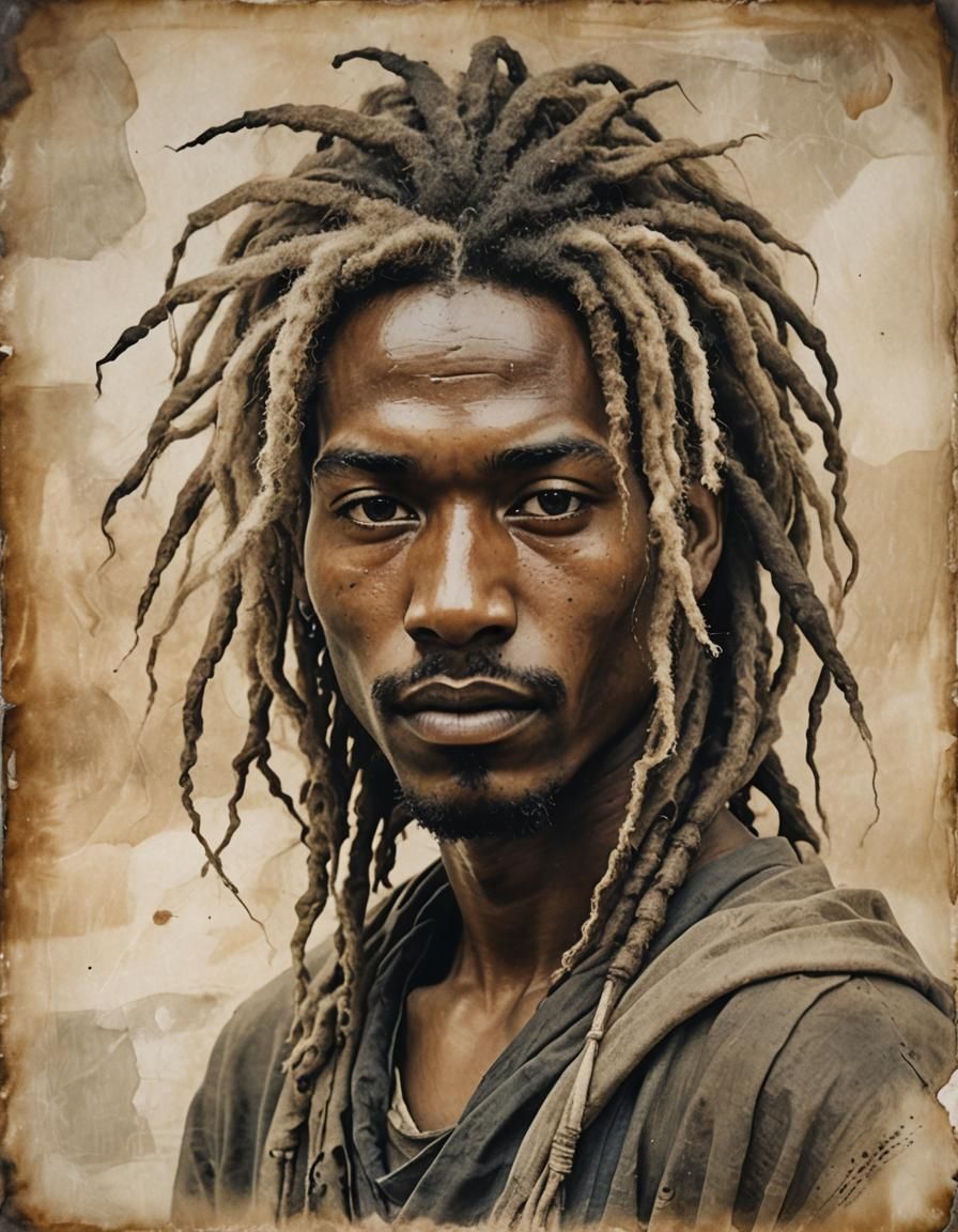 Ethereal Portrait of Young Man in Ink Wash Style