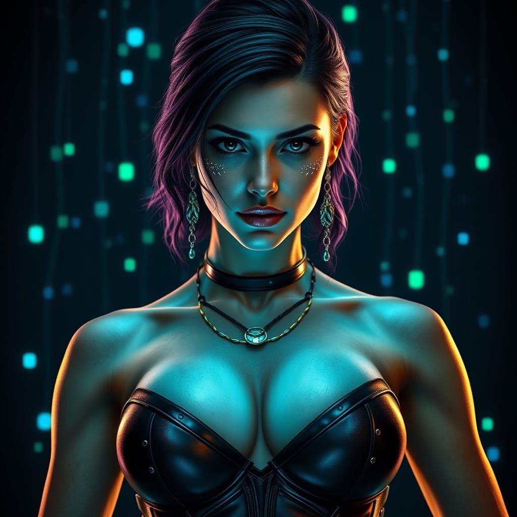 Glowing Halo Goddess with Vibrant Specular Lighting