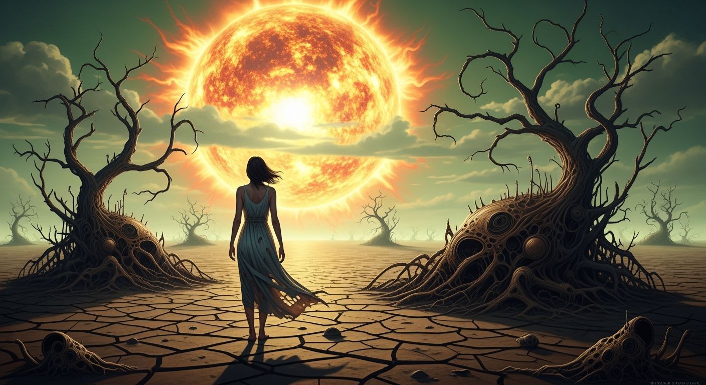 Dystopian Drought Landscape in Biomechanical Art Style