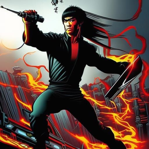 Bruce Lee DJ in Comic Book Art Style