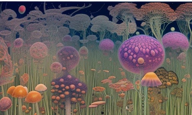 Surreal Stargazing Platform in a Mycelium Network