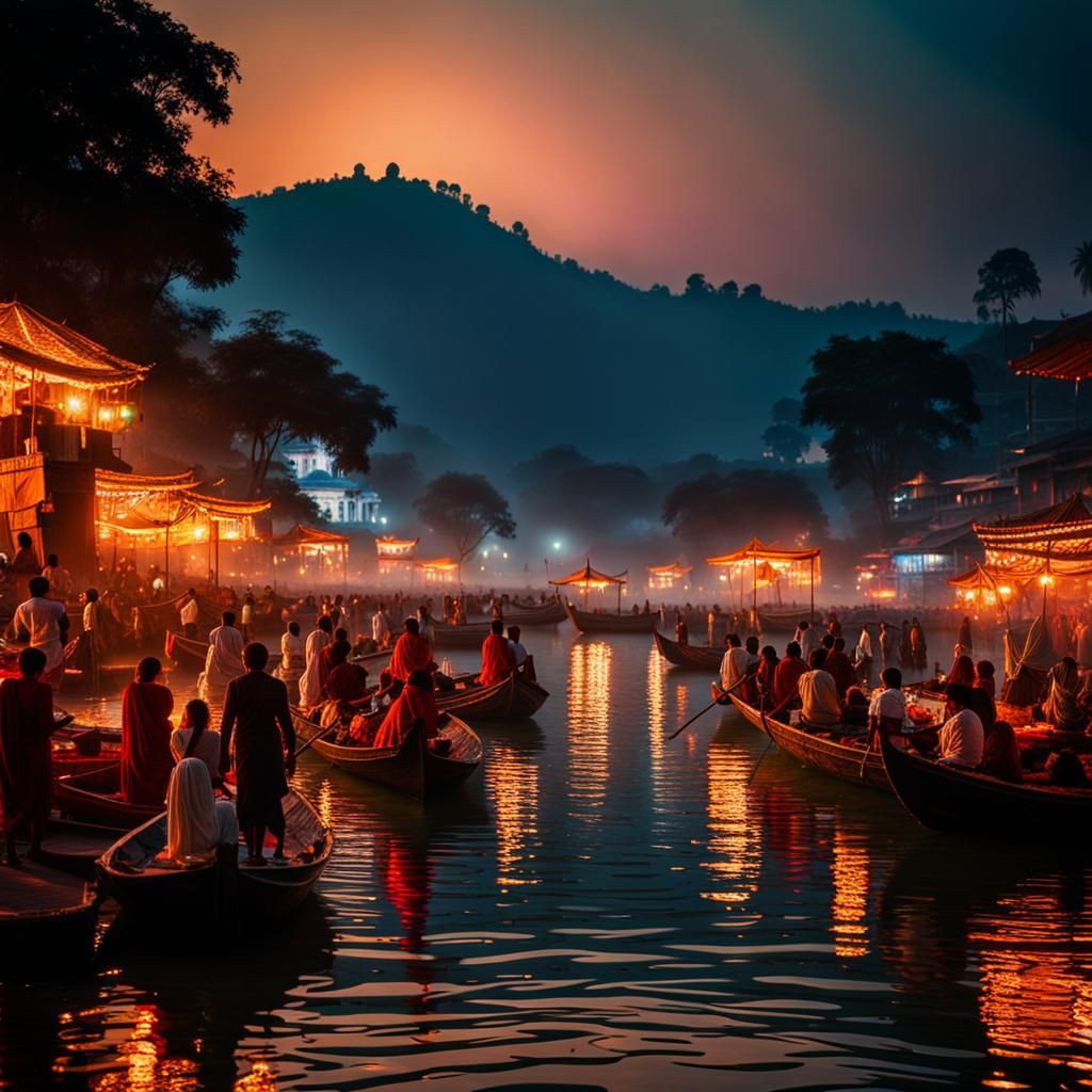 Diwali Celebration on Ganges River Bank