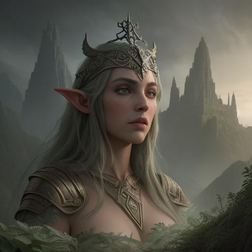 Ayleid Elf Portrait in Art Deco Style