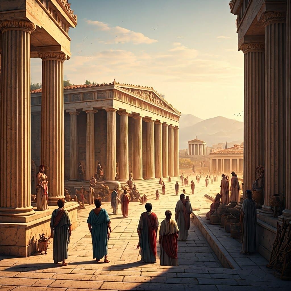 Ancient Greece Vista: Parthenon in Golden Light