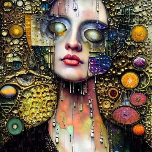 Surreal Portrait in Mixed Media Style