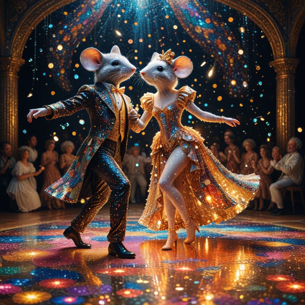 Glowing Disco Dreams in Pointillist Style