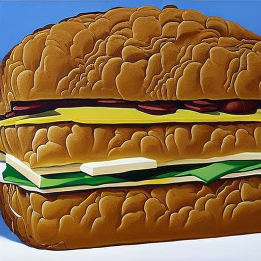 Grotesque Politician Sandwich in Cubist Style