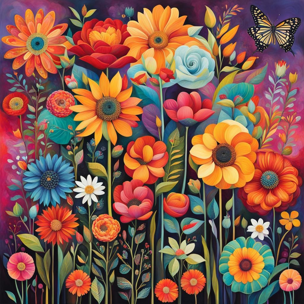 A vibrant floral collage