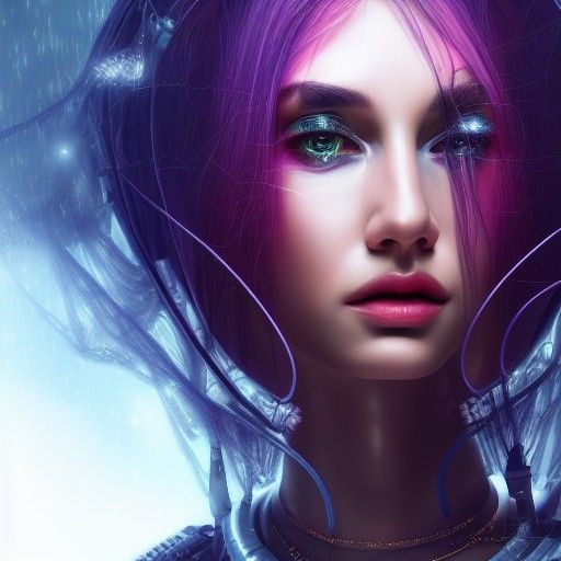 Cyberpunk High Priestess Digital Art Portrait