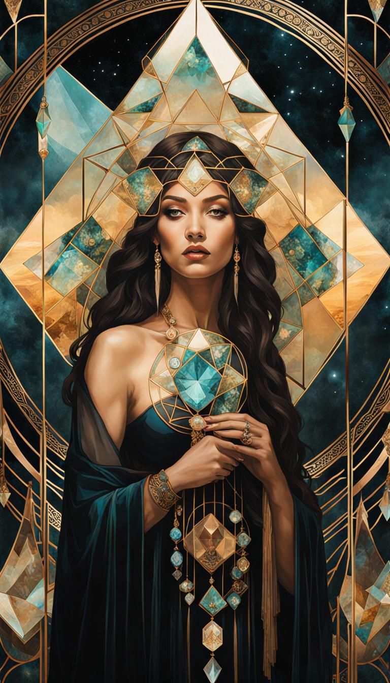 Bohemian Crystal Point in Art Nouveau Style