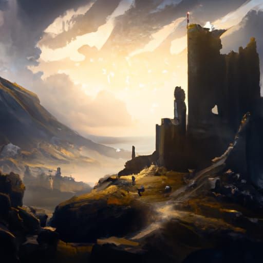 Medieval Castle Ruins: Epic Digital Matte Painting