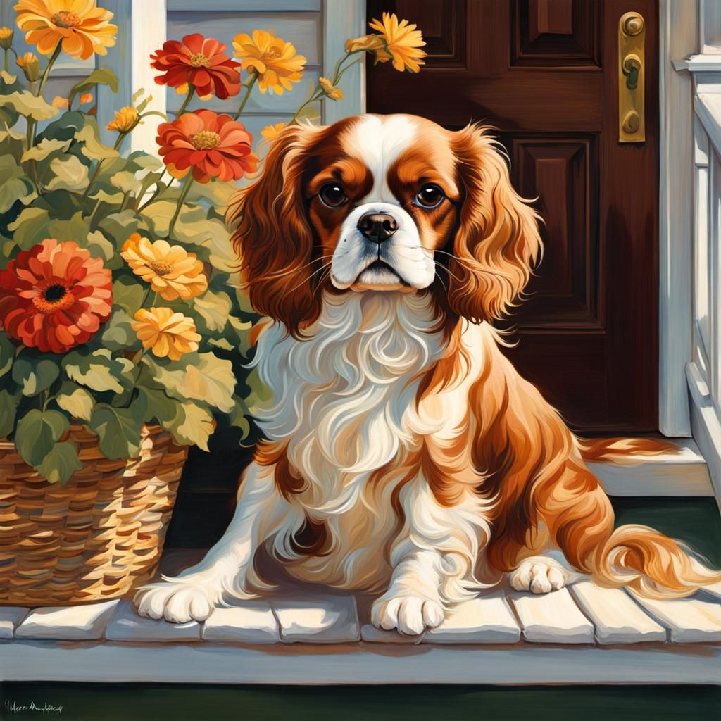 Cavalier King Charles Spaniel in Rockwell Style