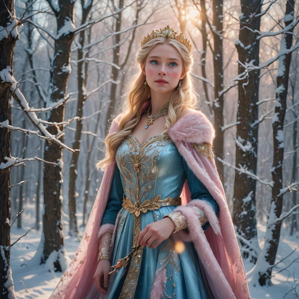 Winter Princess in Snowy Woods: Fantasy Concept Art