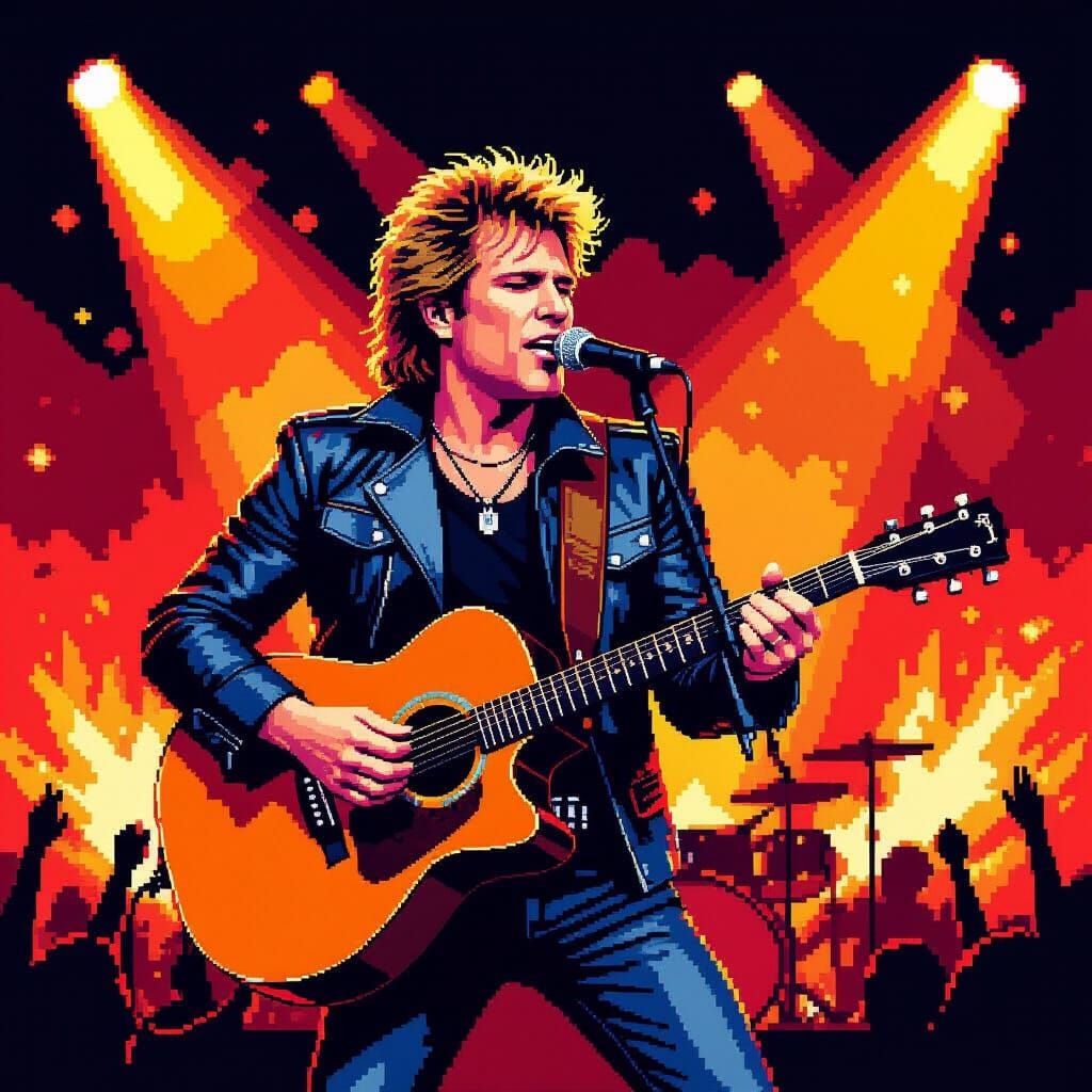 Jon Bon Jovi in 8-Bit Pixel Art Style