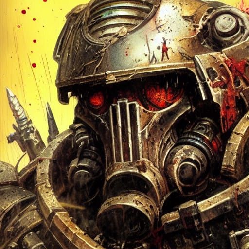 War-Torn Space Marine Portrait in Cyberpunk Style