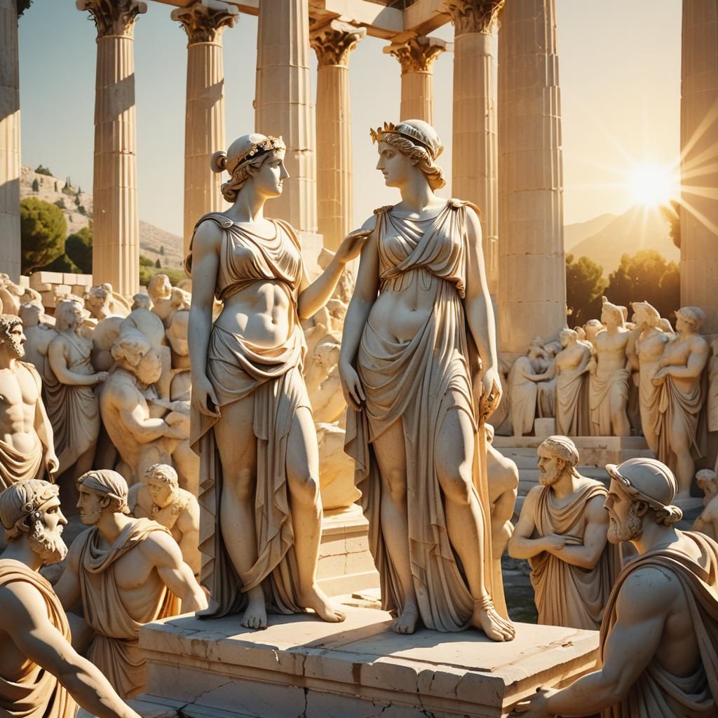 Goddess Athena in Classical Greek Agora, Inspired by Ancient...