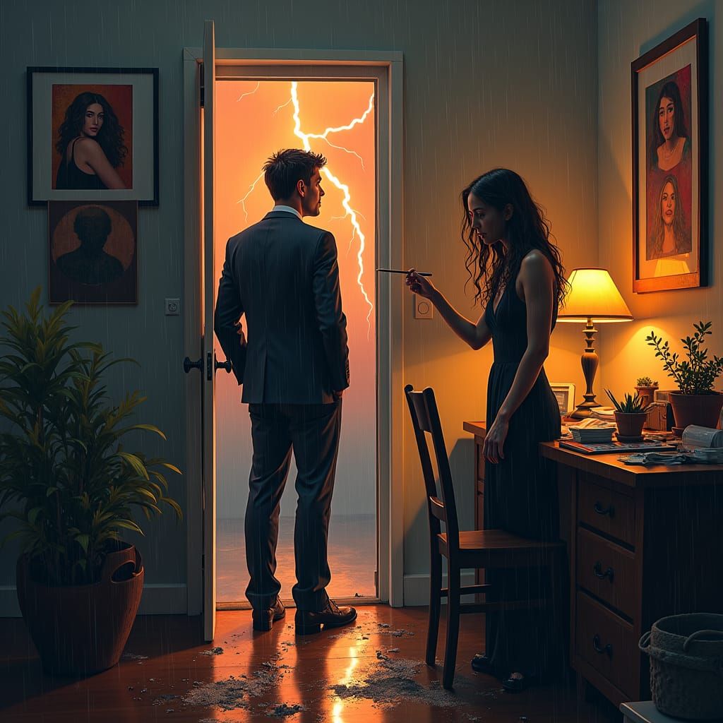 Dramatic Gallery Scene in an Emotive Style