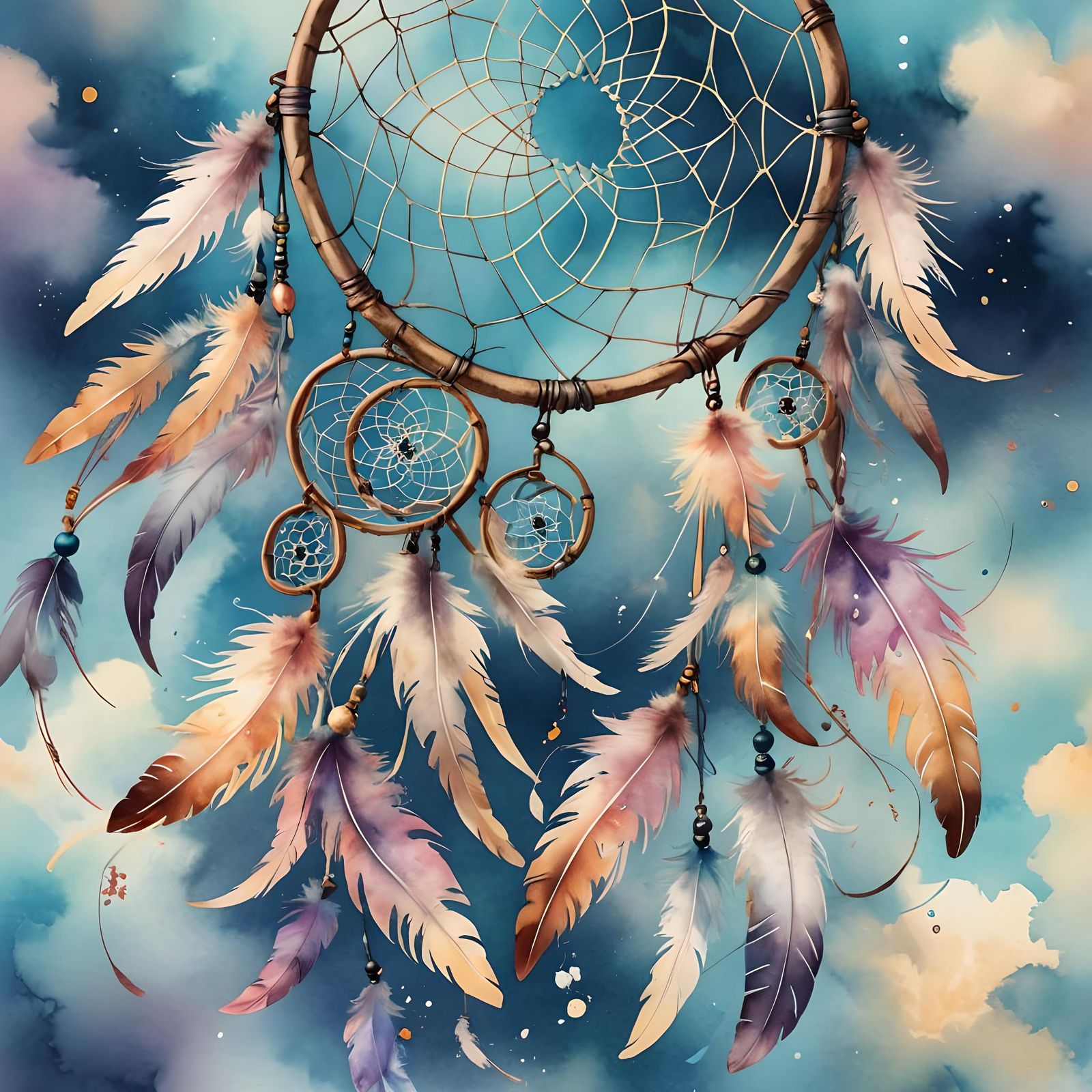 Pastel Dreamcatcher in Vivid Watercolor Style