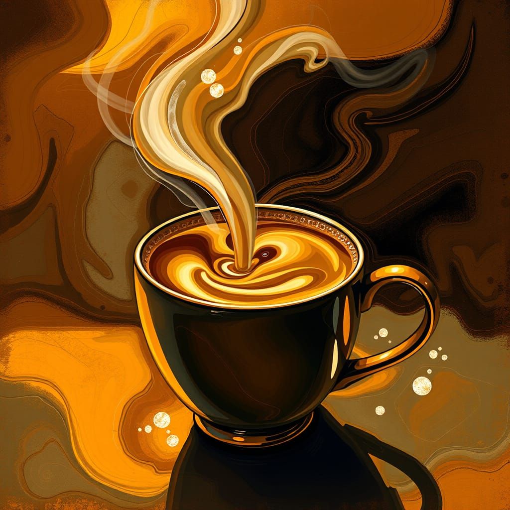 Abstract Coffee Art with Vibrant Colors