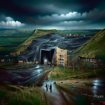 Yorkshire Coal Mine, 1950s, Sinister Digital Art