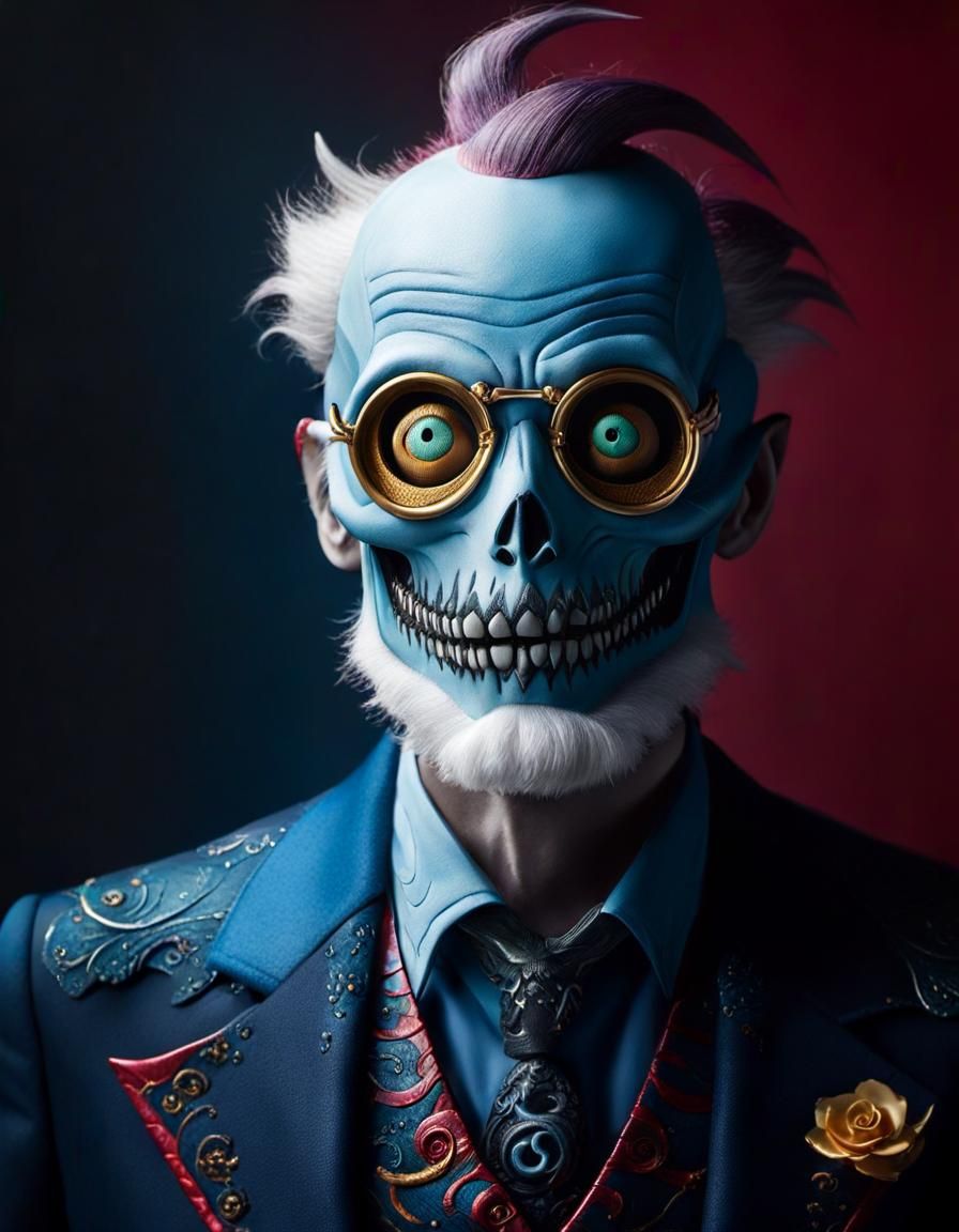 Jack Skellington in Wes Anderson Style with Koi Fish