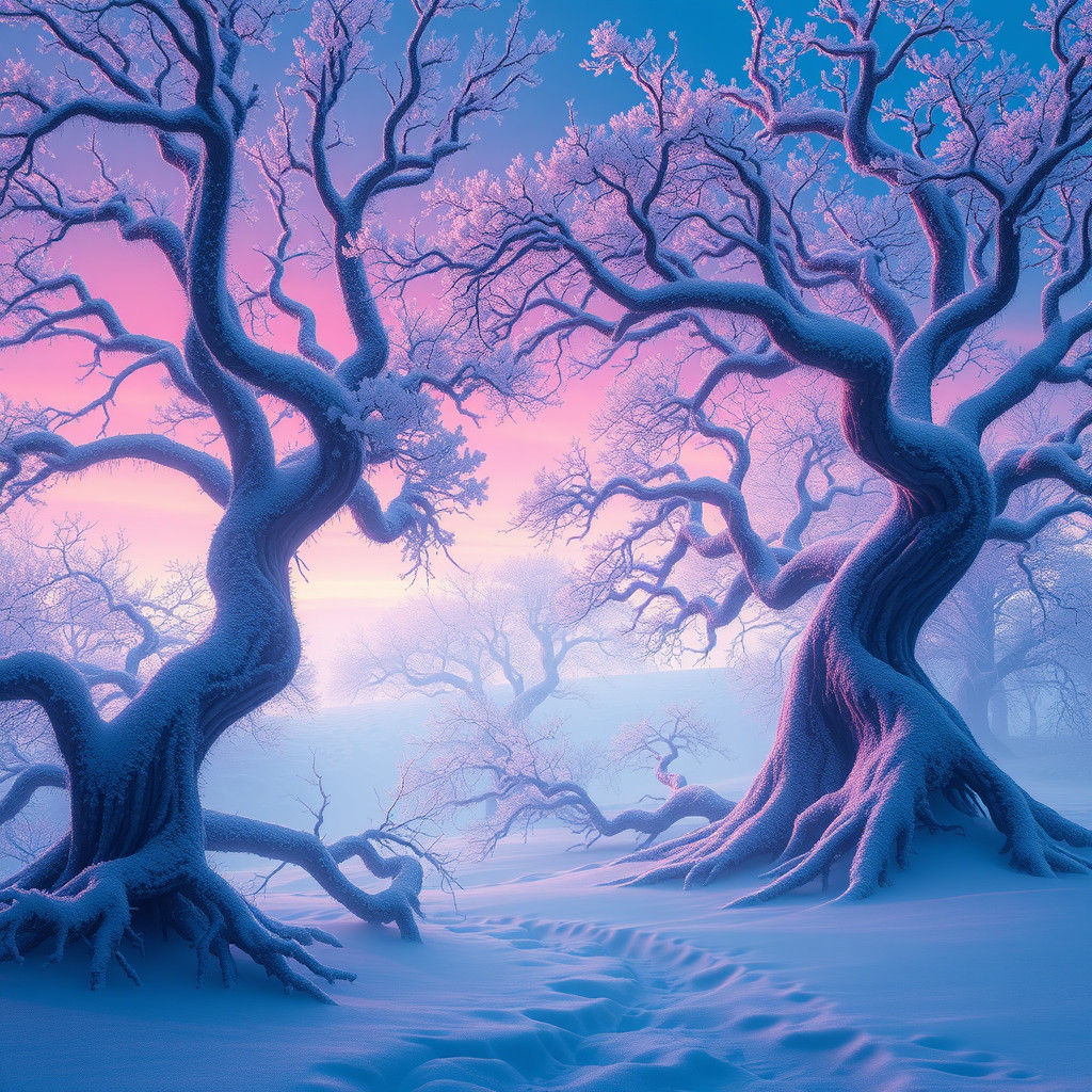 Mystical Winter Wonderland in Digital Art Style