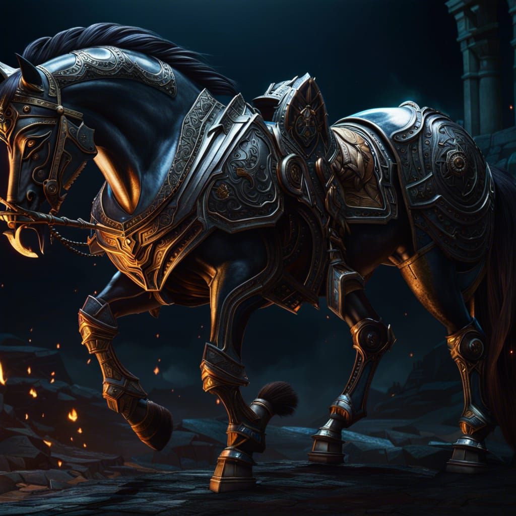 Majestic Armored Horse in Fantasy Style