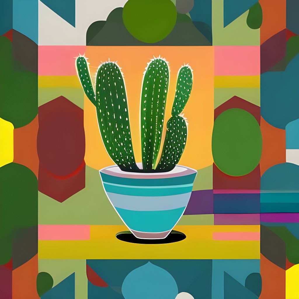 Flowering Cactus in Pop Art Style