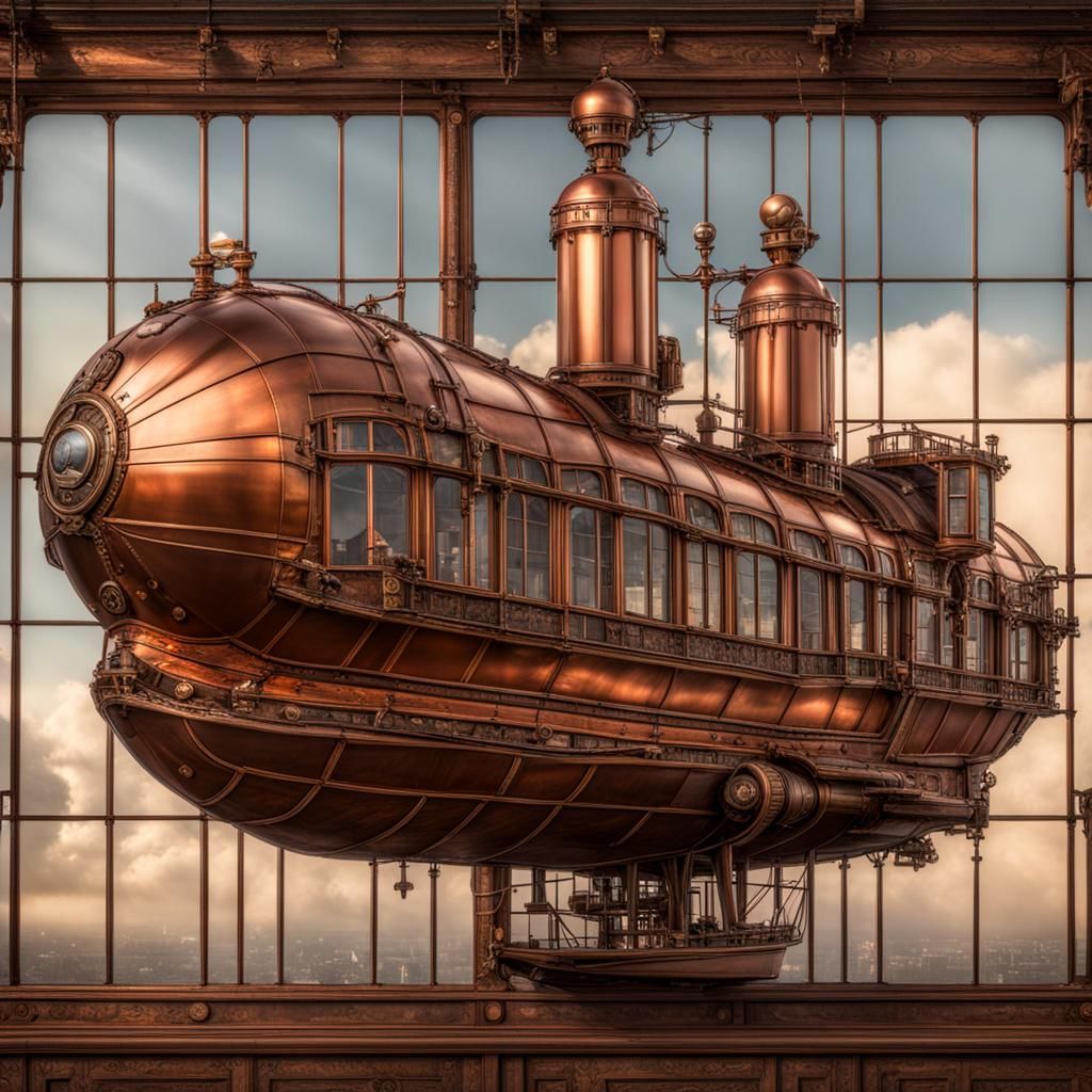 Victorian Steampunk Flying Ship in HDR