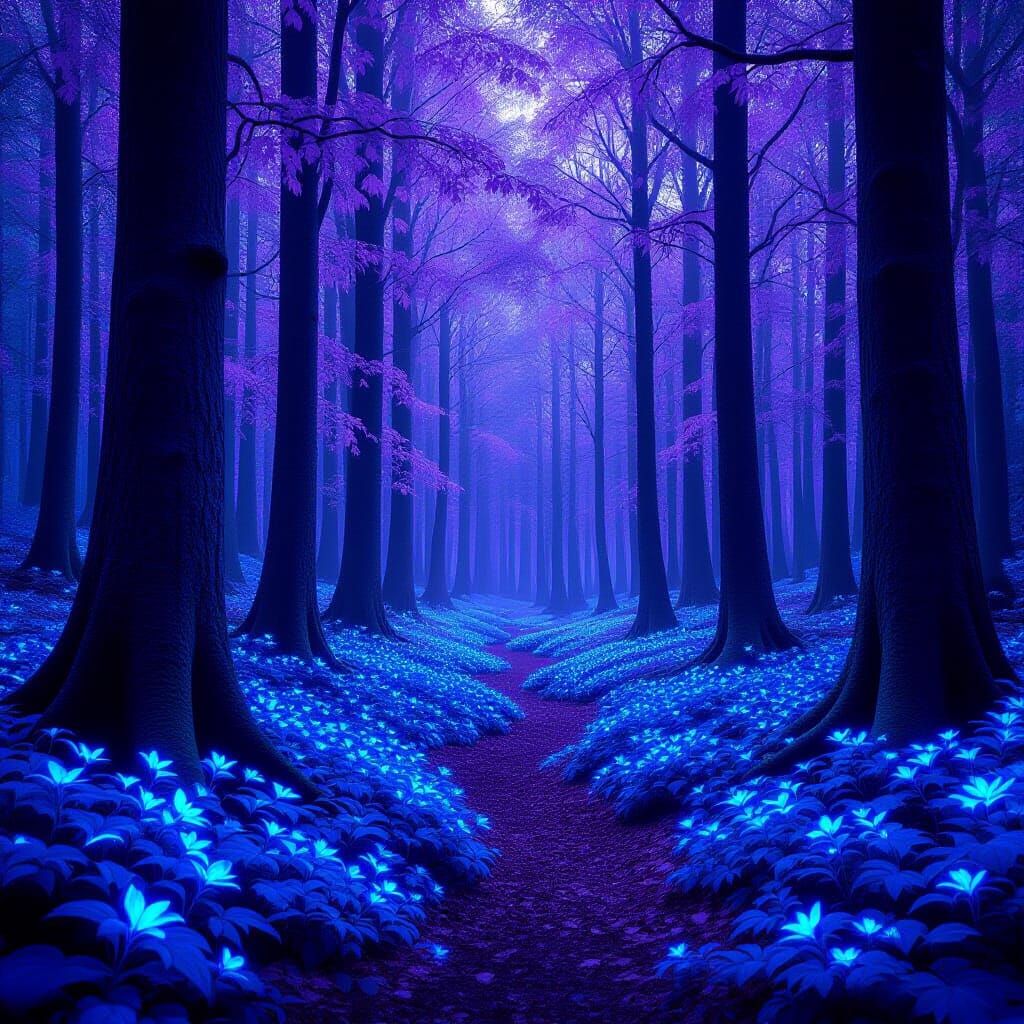 Enchanted Forest with Bioluminescent Plants