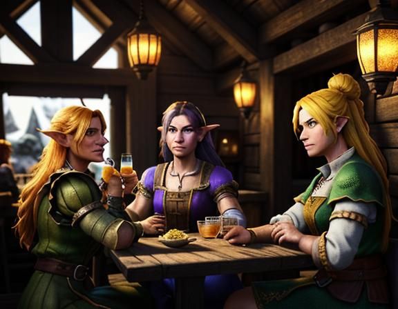 Goblins at the Tavern in 3D Game Style